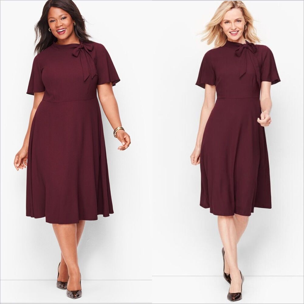 Talbots RSVP Hadley Crepe Fit & Flare Dress Size 22W NWT Flutter Sleeve Flaw